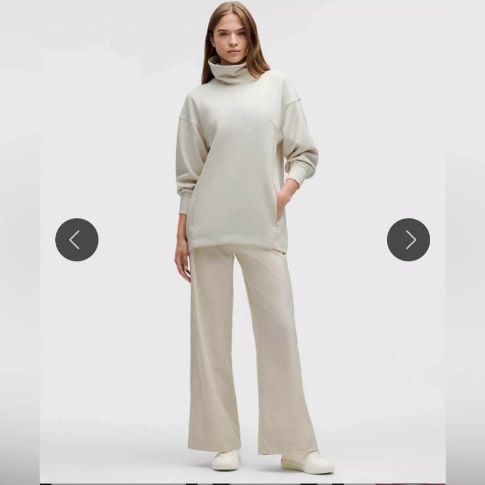 Lululemon Sz 10 Ivory Cream Modal-Blend Turtleneck Tunic Sweatshirt